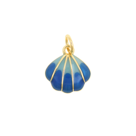 Elegant Blue Gradient Shell Charm Pendant 11.7x12.4mm