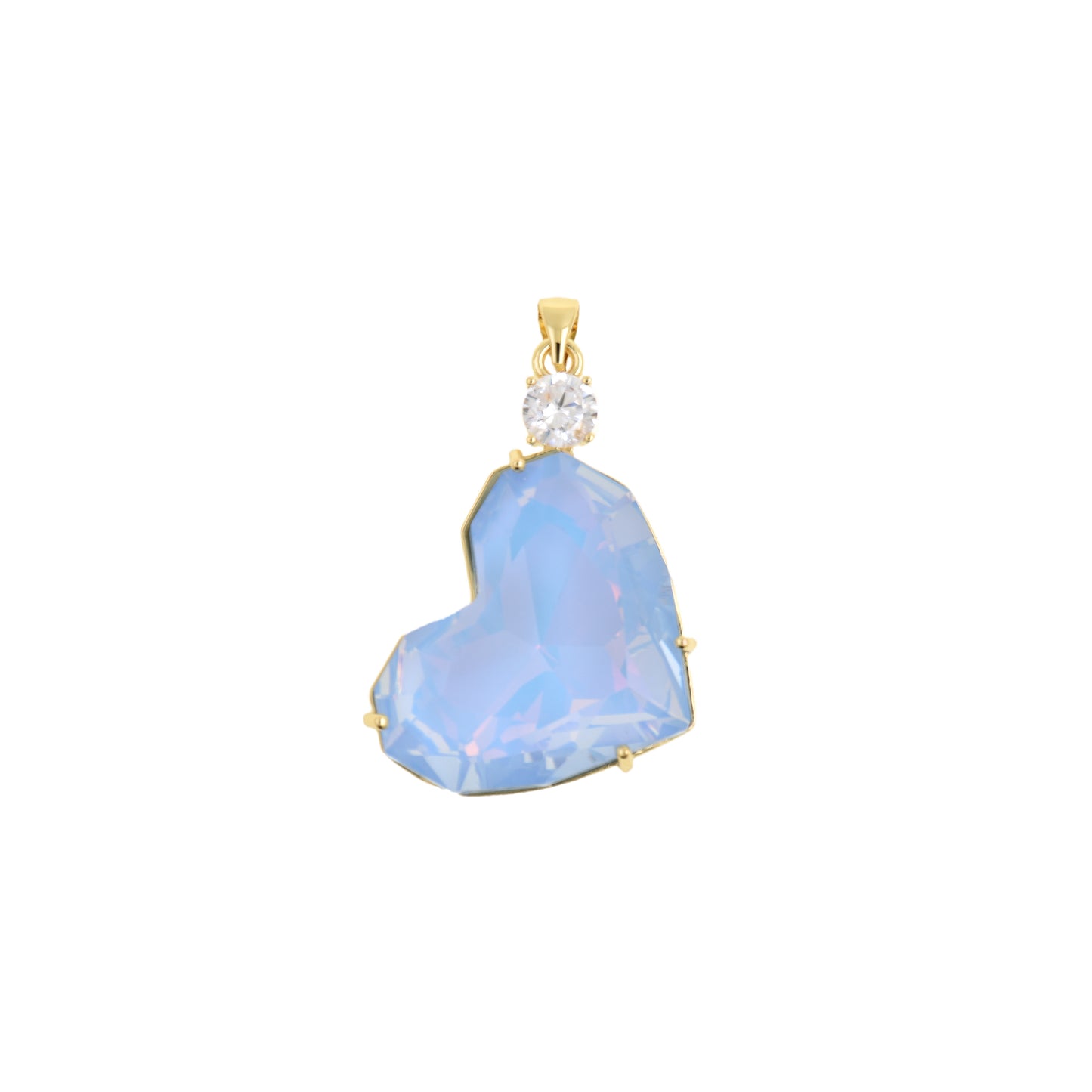 Stunning Heart Pendant with Sparkling Gemstone 23.8x36.4mm