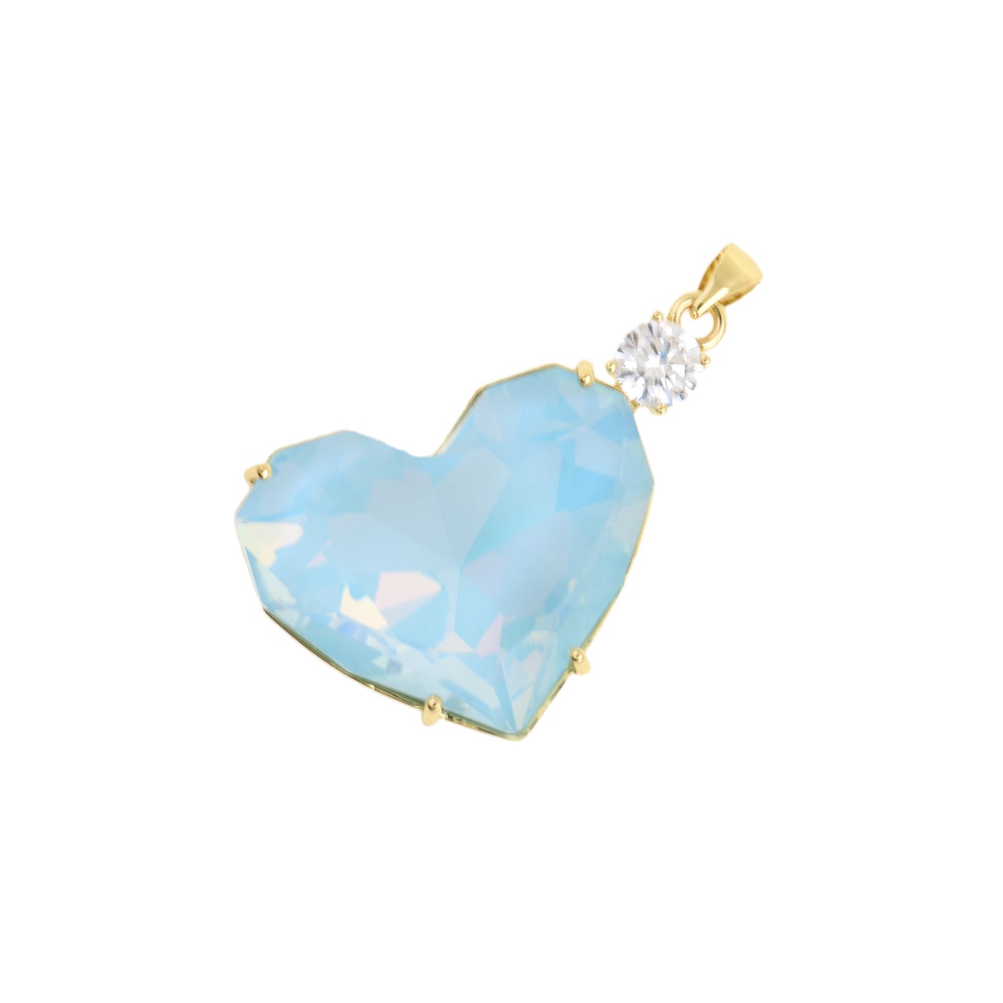 Stunning Heart Pendant with Sparkling Gemstone 23.8x36.4mm