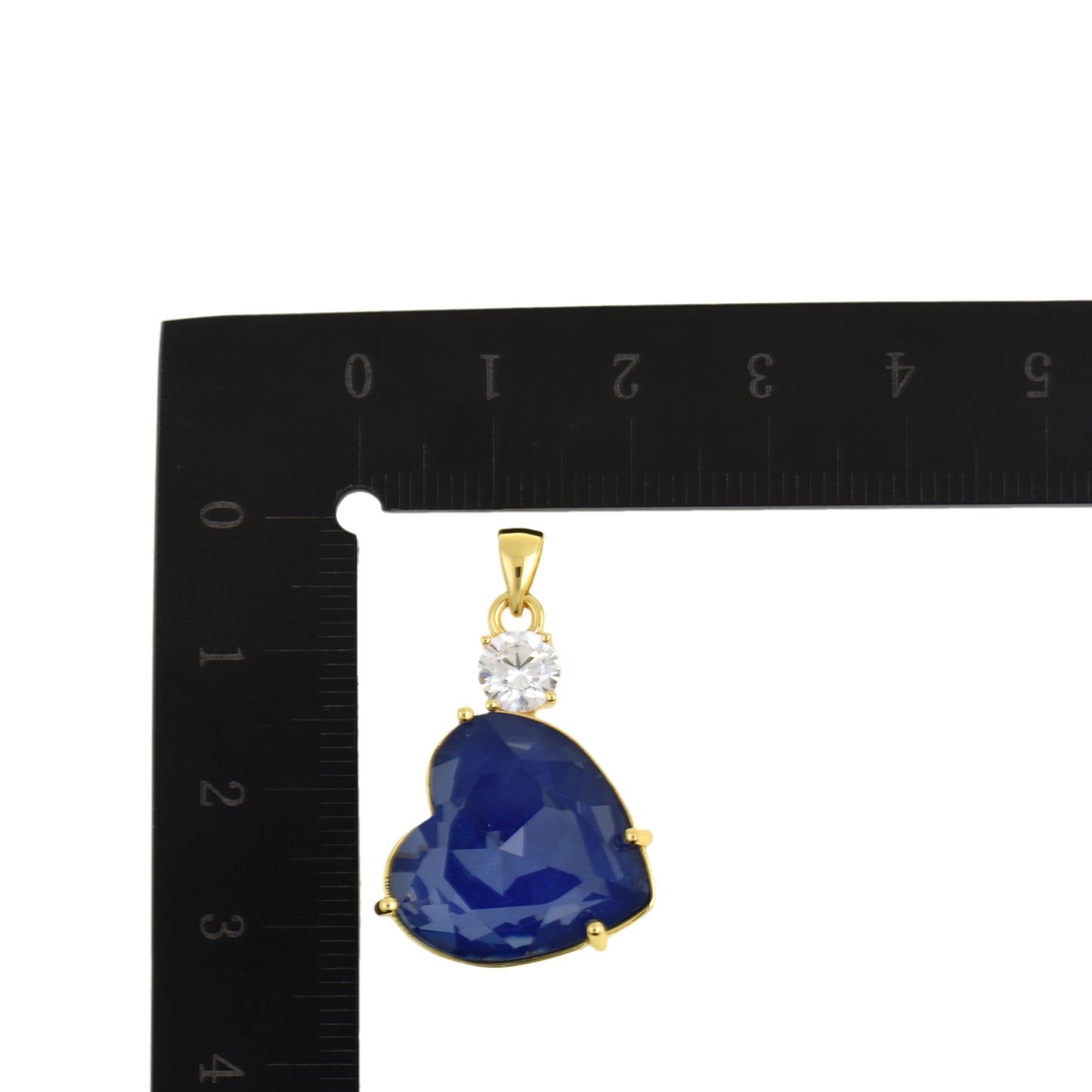 Striking Heart Pendant with Sparkling Gemstone 20.3x27.7mm