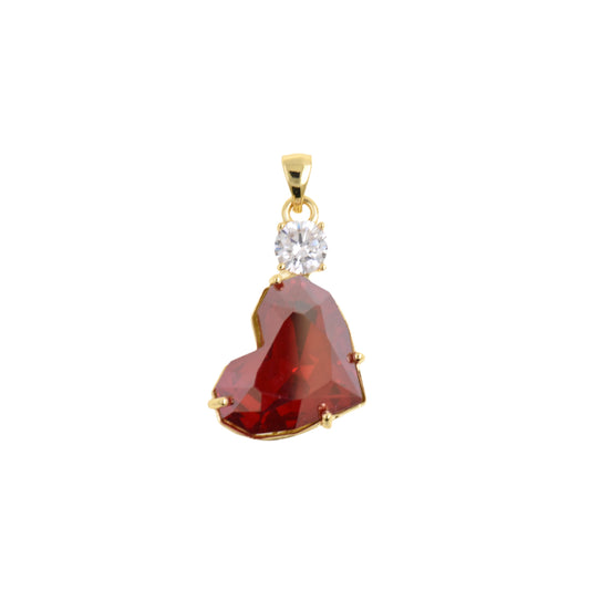 Luxurious Gold-Edged Red Heart Charm 15.7x27.8mm