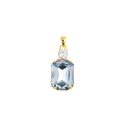 Refined Gold-Edged Square Charm, Faceted Pendant with Crystal Accent 13.8x28.2mm
