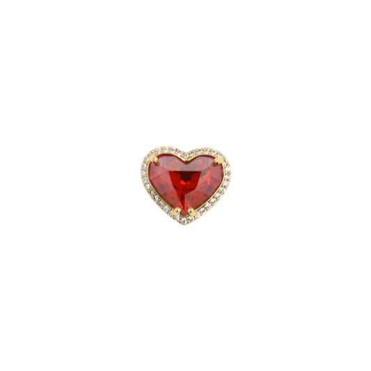 Passionate Red Heart Pendant with Gemstone Border 13.1x15mm