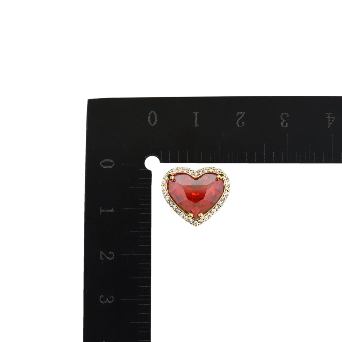 Passionate Red Heart Pendant with Gemstone Border 13.1x15mm