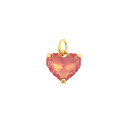 Lovely Pink Heart Pendant with Gold Trim, Simple Charm for Necklaces 10x9.4mm