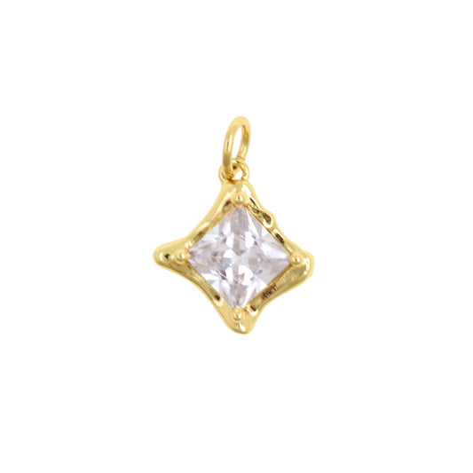 Minimal Square Crystal Charm 13.6x12.2mm