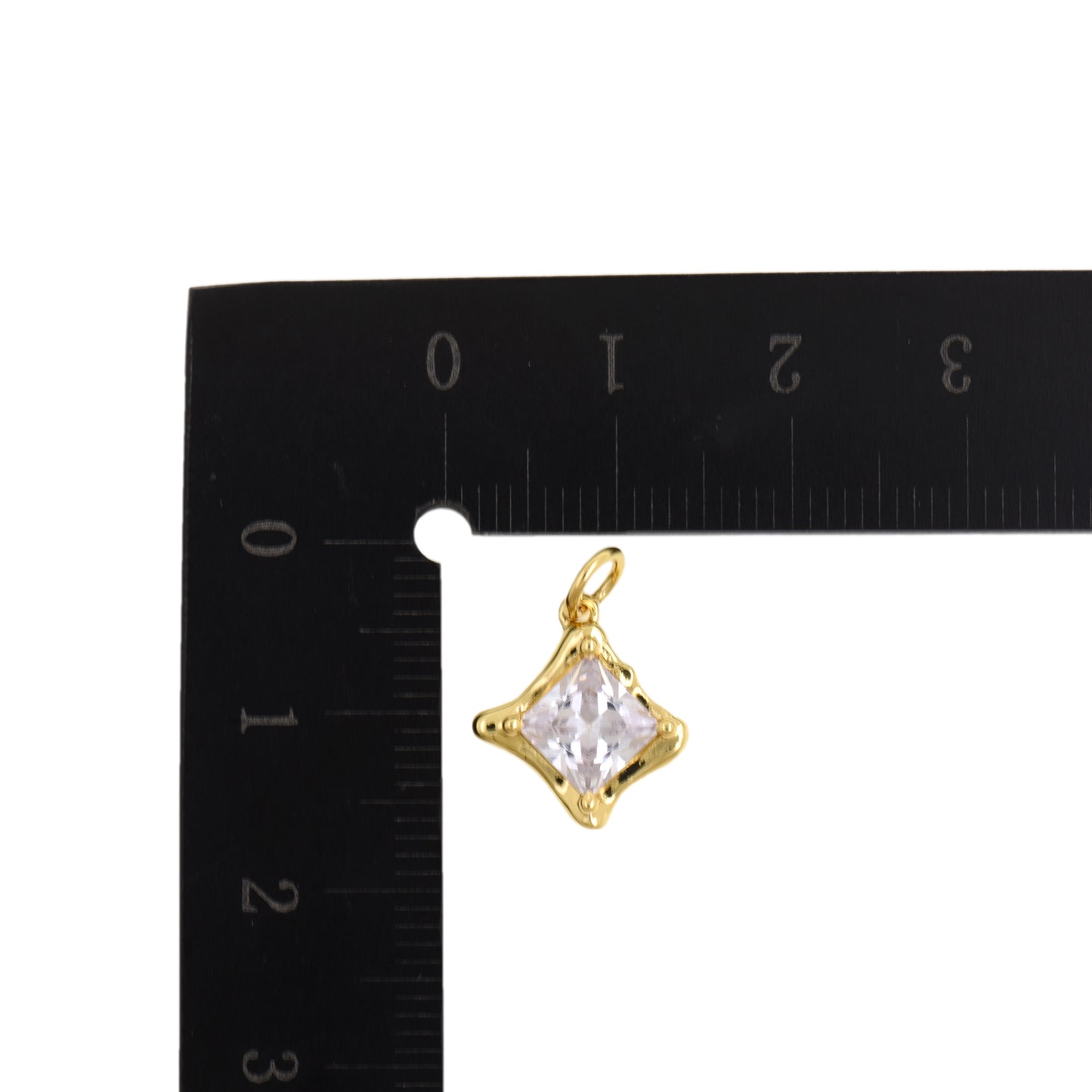 Minimal Square Crystal Charm 13.6x12.2mm