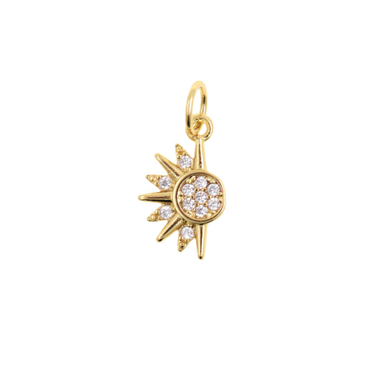 Radiant Sun Pendant with Sparkling Diamonds 7.8x12.9mm