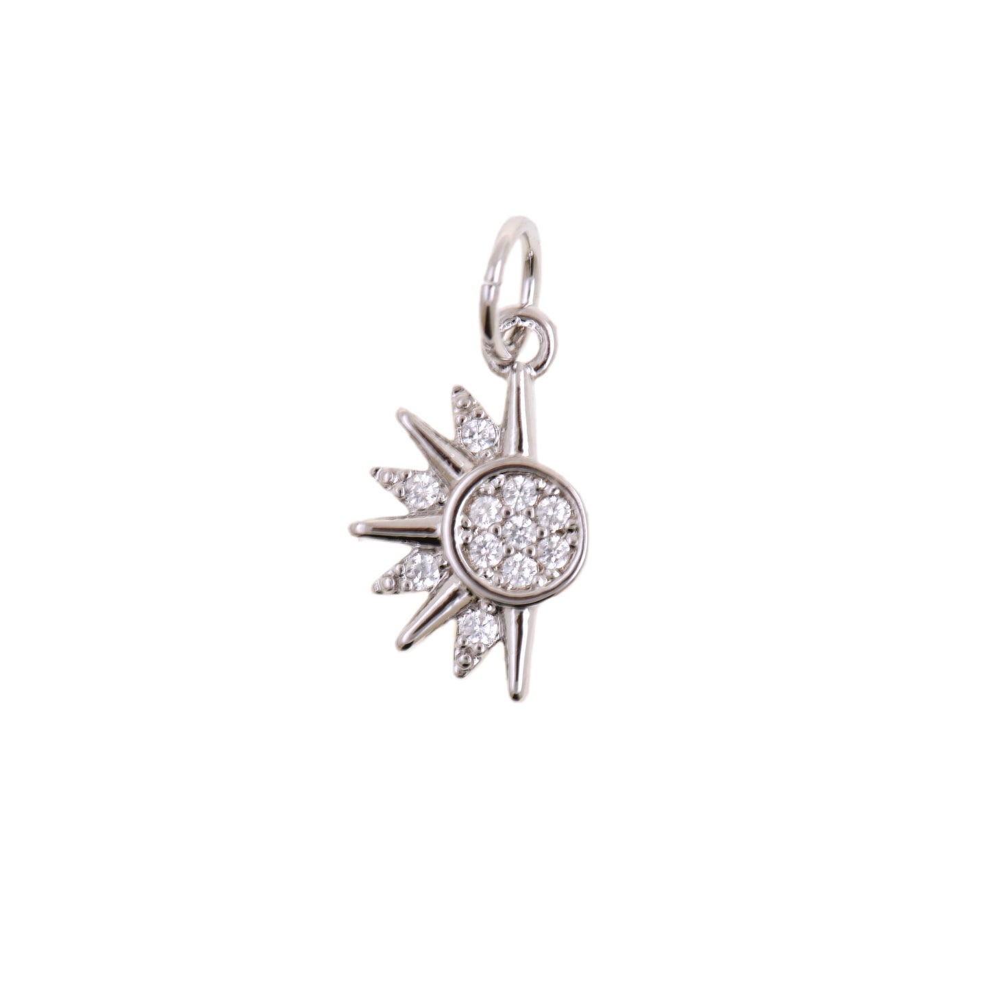 Radiant Sun Pendant with Sparkling Diamonds 7.8x12.9mm