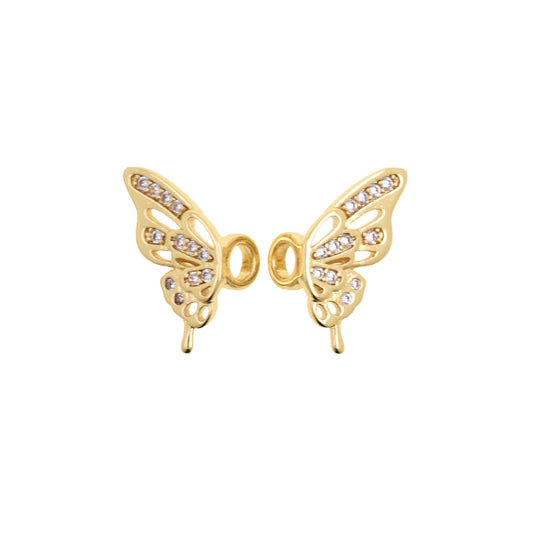 Sparkling Butterfly Charm with Intricate Diamond Details 7.8x16.3mm