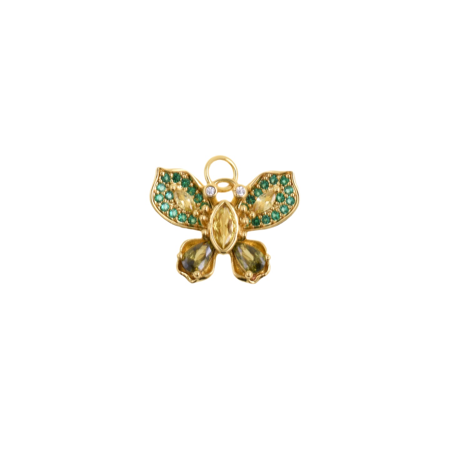 Vibrant Butterfly Pendant with Gems, Nature-Inspired Jewelry for Women 19x14.3mm