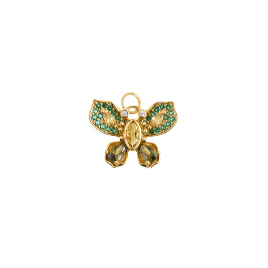 Vibrant Butterfly Pendant with Gems, Nature-Inspired Jewelry for Women 19x14.3mm
