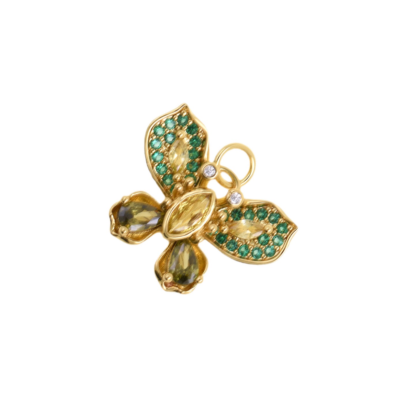 Vibrant Butterfly Pendant with Gems, Nature-Inspired Jewelry for Women 19x14.3mm