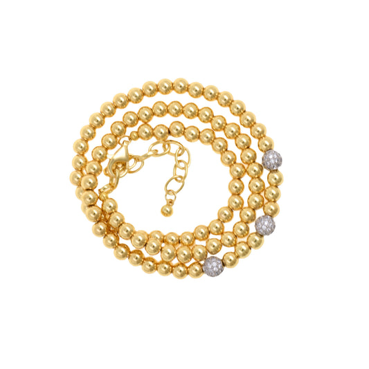 Radiant Gold Layered Bead Necklace 40cm+5cm