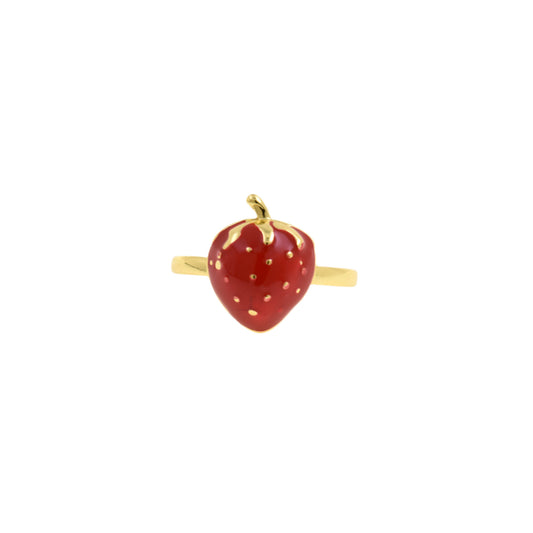 Whimsical Gold Strawberry Ring 20x22.9mm