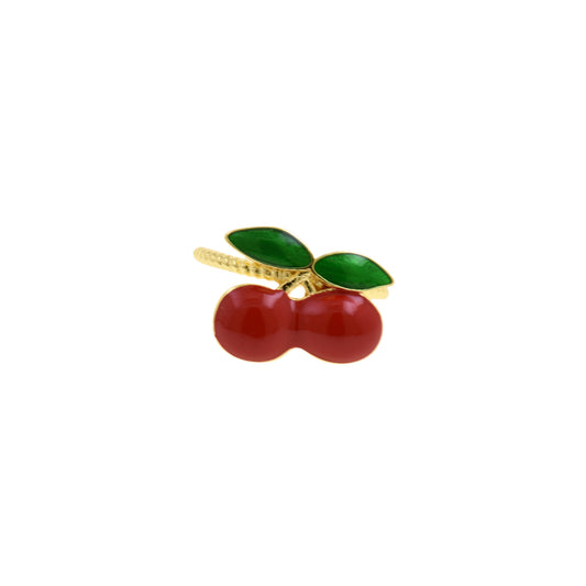 Playful Gold Cherry Ring  18.9x19mm