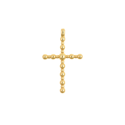Minimalist Gold Beaded Cross Pendant 22.2x35.4mm
