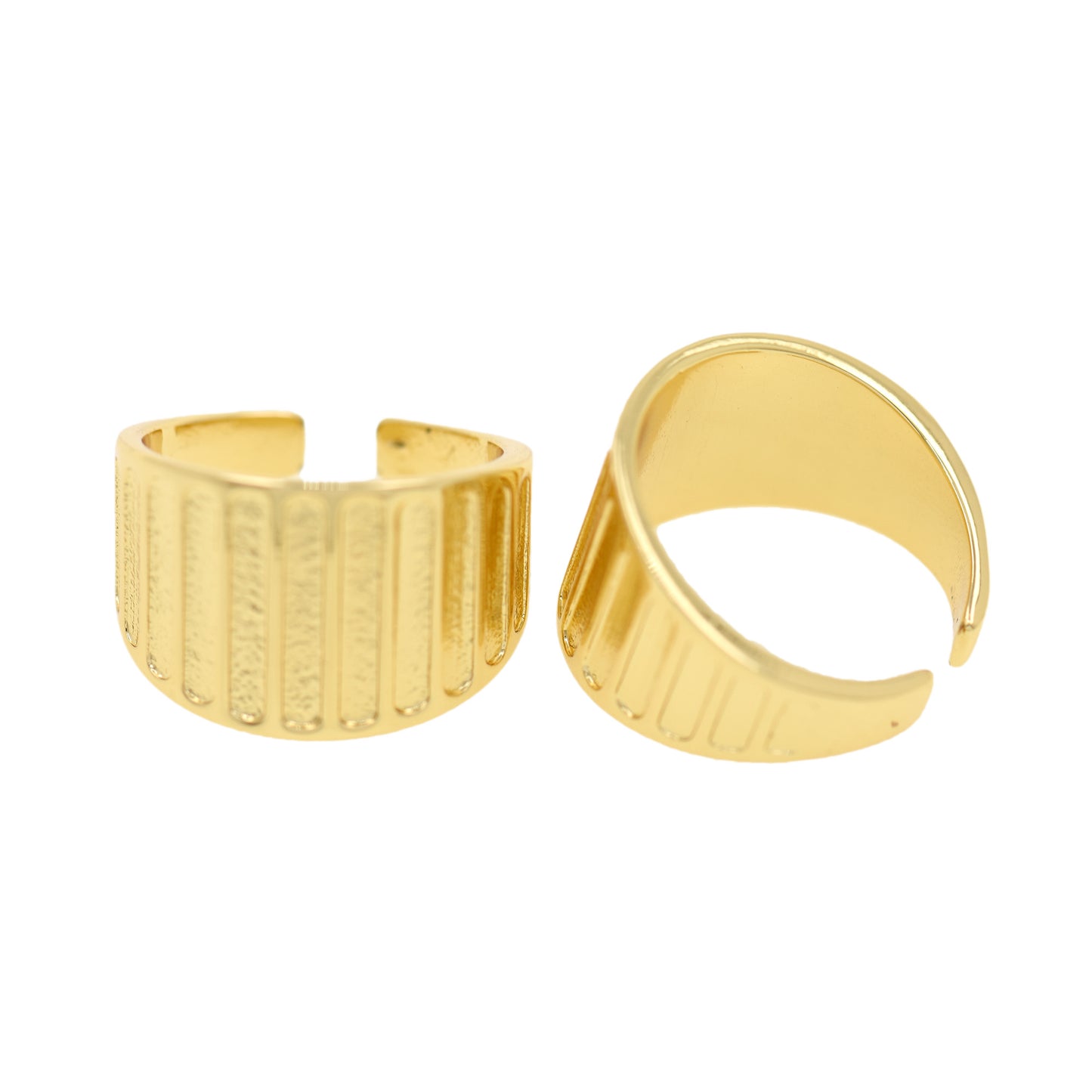 Gold Ribbed Stripe Ring, 18k Gold Plated Ring 13.5x19mm