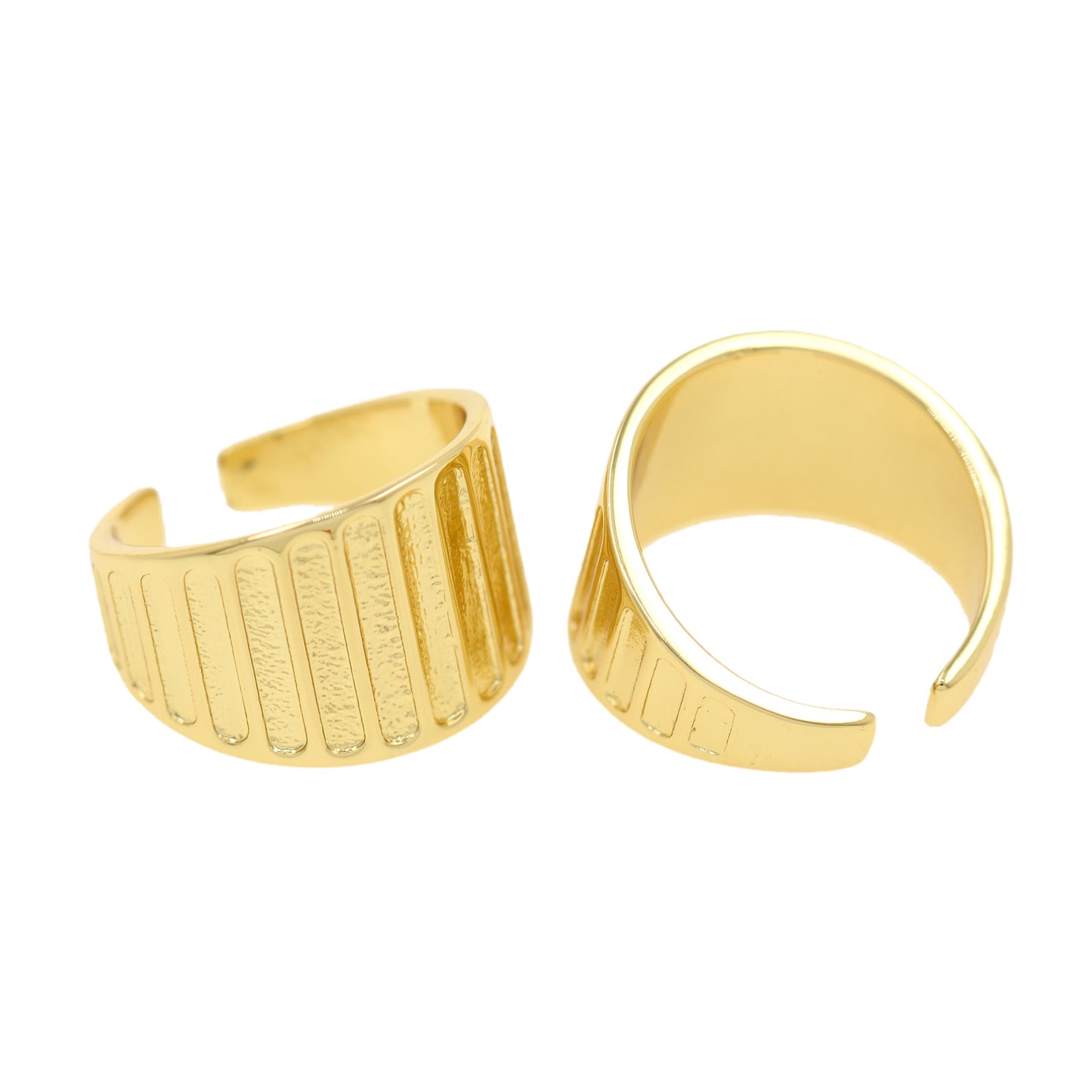 Gold Ribbed Stripe Ring, 18k Gold Plated Ring 13.5x19mm