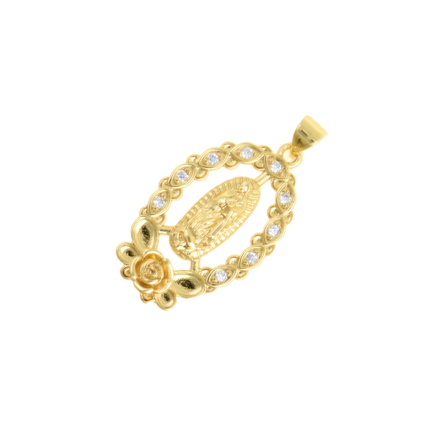 Elegant Virgin Mary Oval Pendant 28.5x18mm