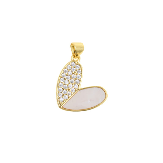 Delicate Gold Asymmetrical Heart Pendant 19.5x17.5mm
