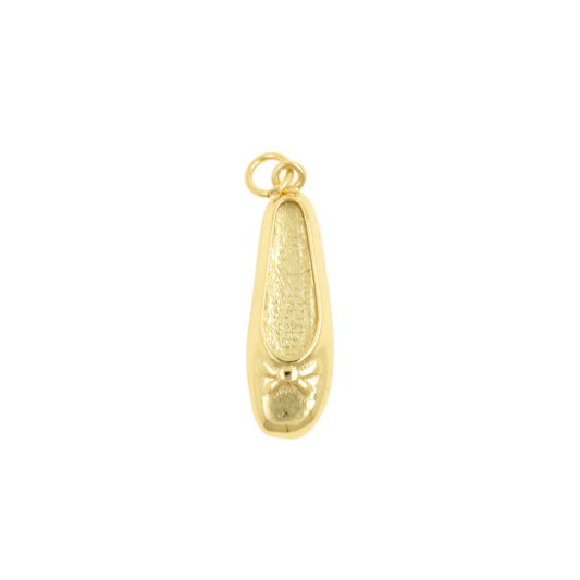 Graceful Gold Ballet Shoe Pendant  27.5x8.5mm