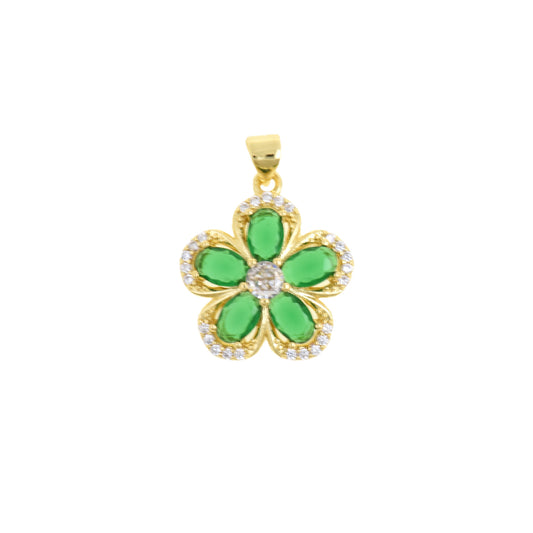 Charming Green Flower Pendant With Gold Frame 20.5x18.5mm