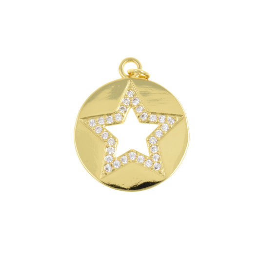 Contemporary Gold Plated Round Medallion 24.5mm