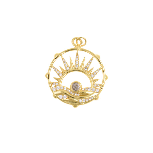 Radiant Sunrise Pendant With Gold Openwork Design 20mm