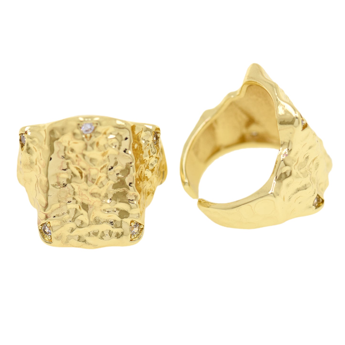 18K Gold Filled Ring, Irregular Wrinkled Ring 24x21mm