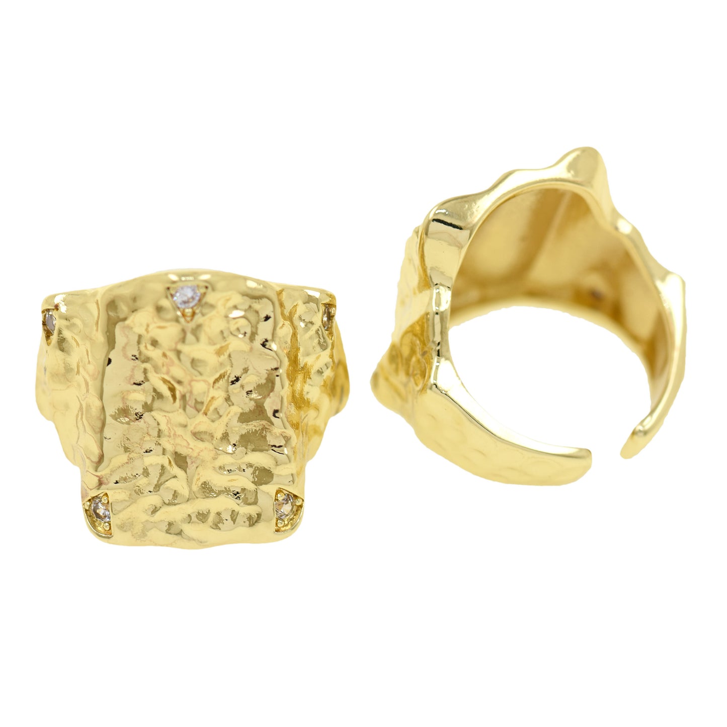 18K Gold Filled Ring, Irregular Wrinkled Ring 24x21mm