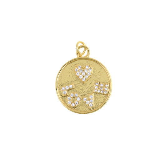 Gold LOVE Letter Pendant With CZ Inlay 20mm