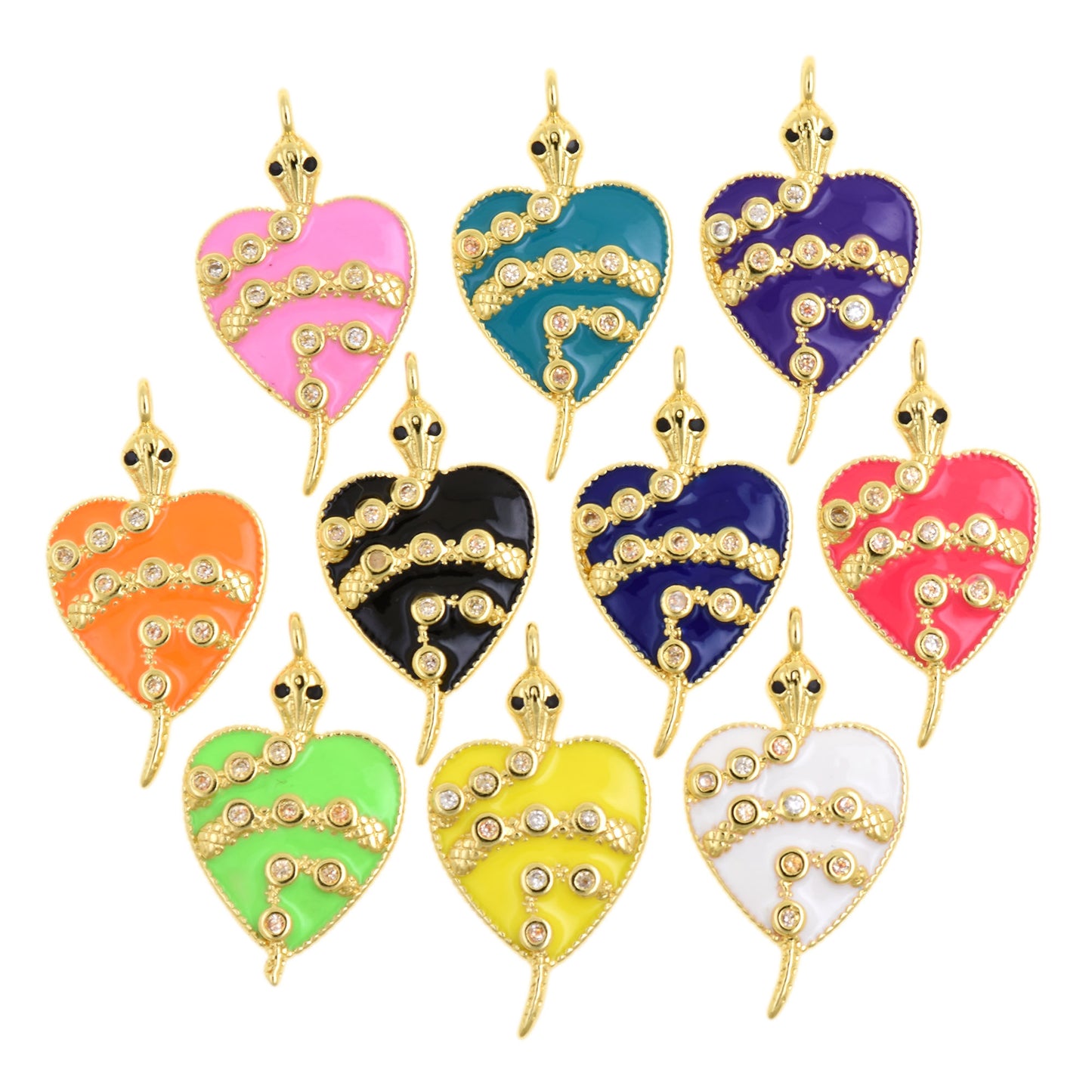 Colorful Enamel Serpent Pendant 15.6x28.9mm