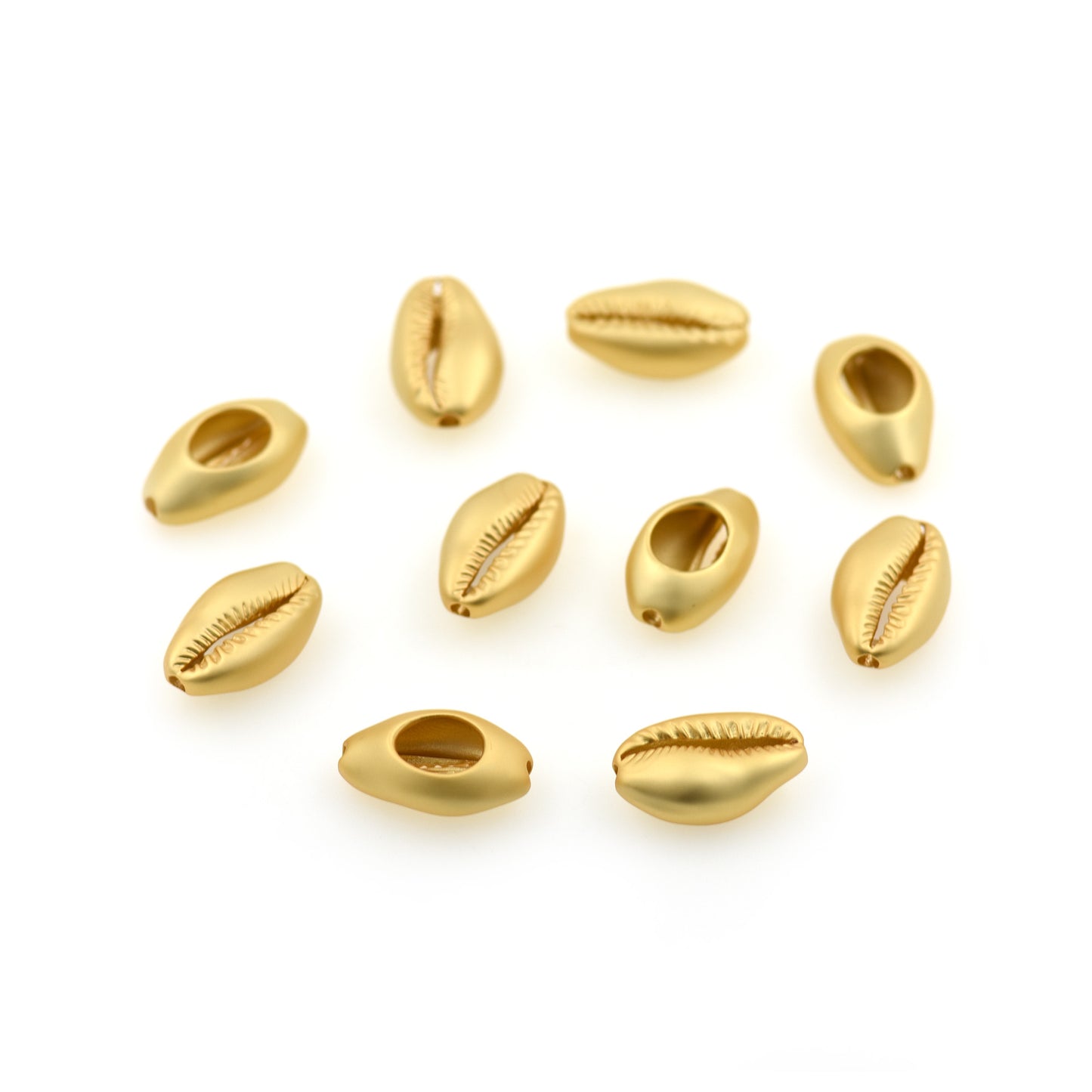 Matte Gold Seashell Spacer Beads 10x16mm