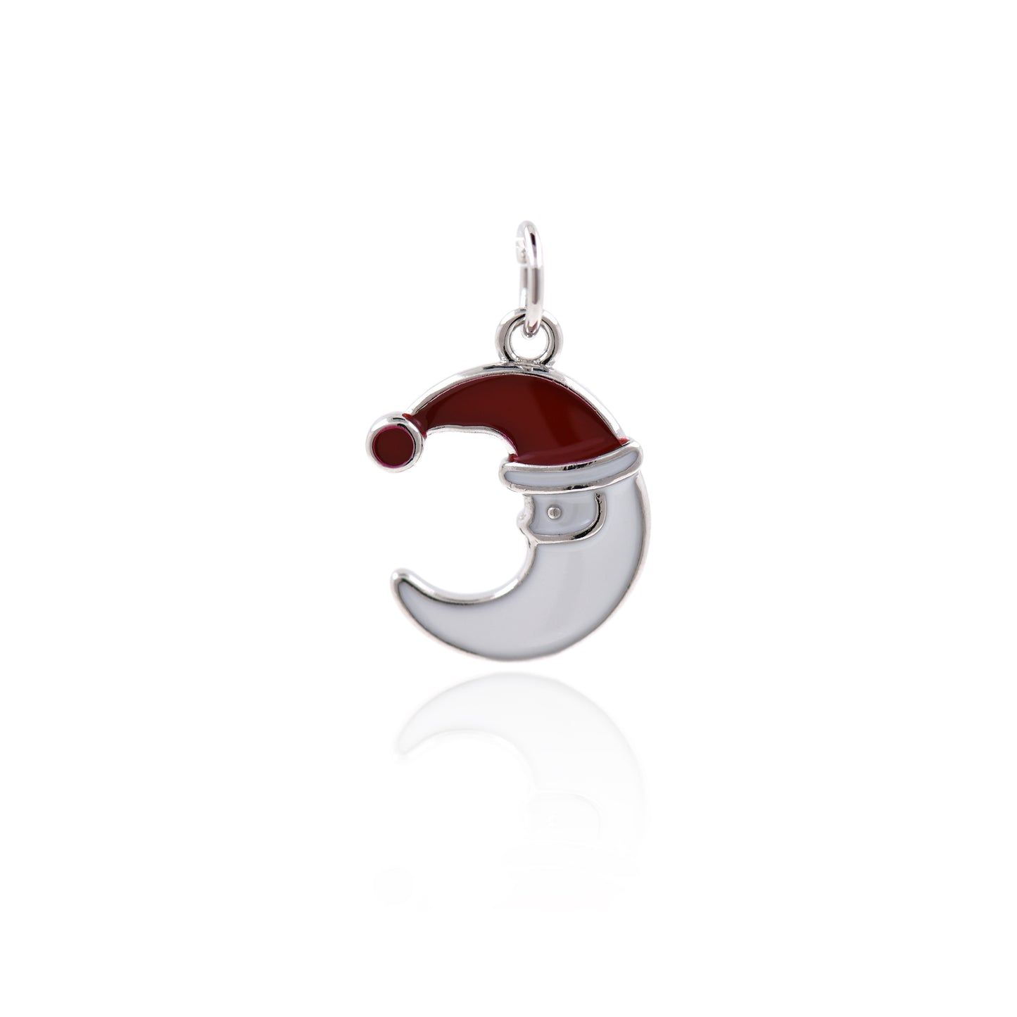 Dainty Crescent Moon Pendant,Enamel Christmas Charms 11x15mm