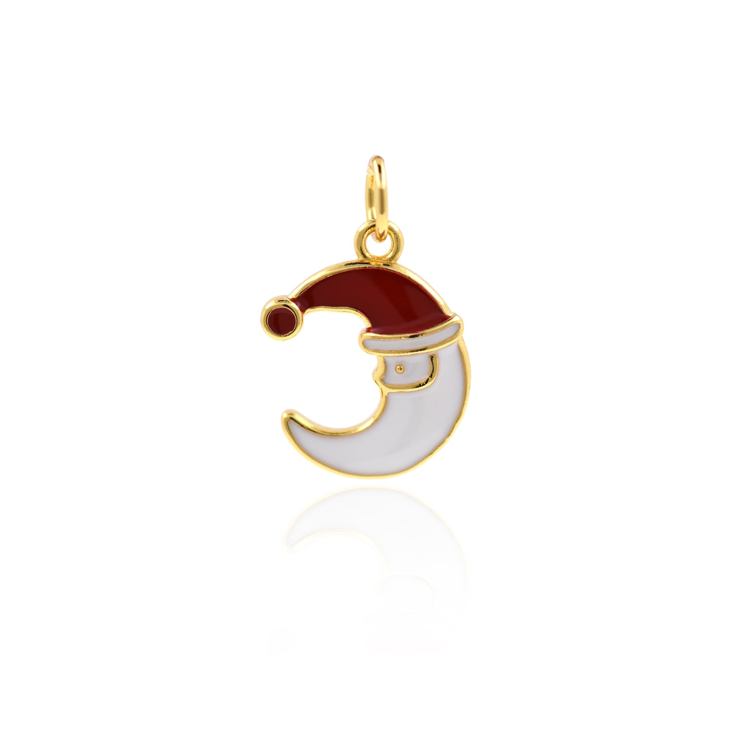 Dainty Crescent Moon Pendant,Enamel Christmas Charms 11x15mm