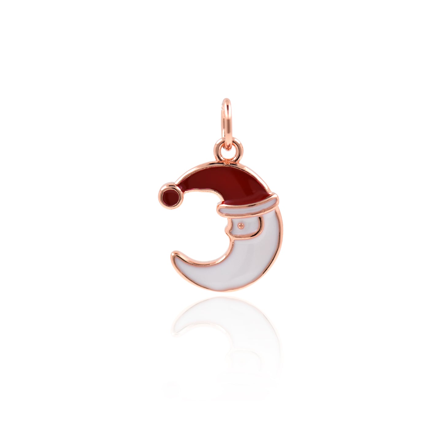 Dainty Crescent Moon Pendant,Enamel Christmas Charms 11x15mm