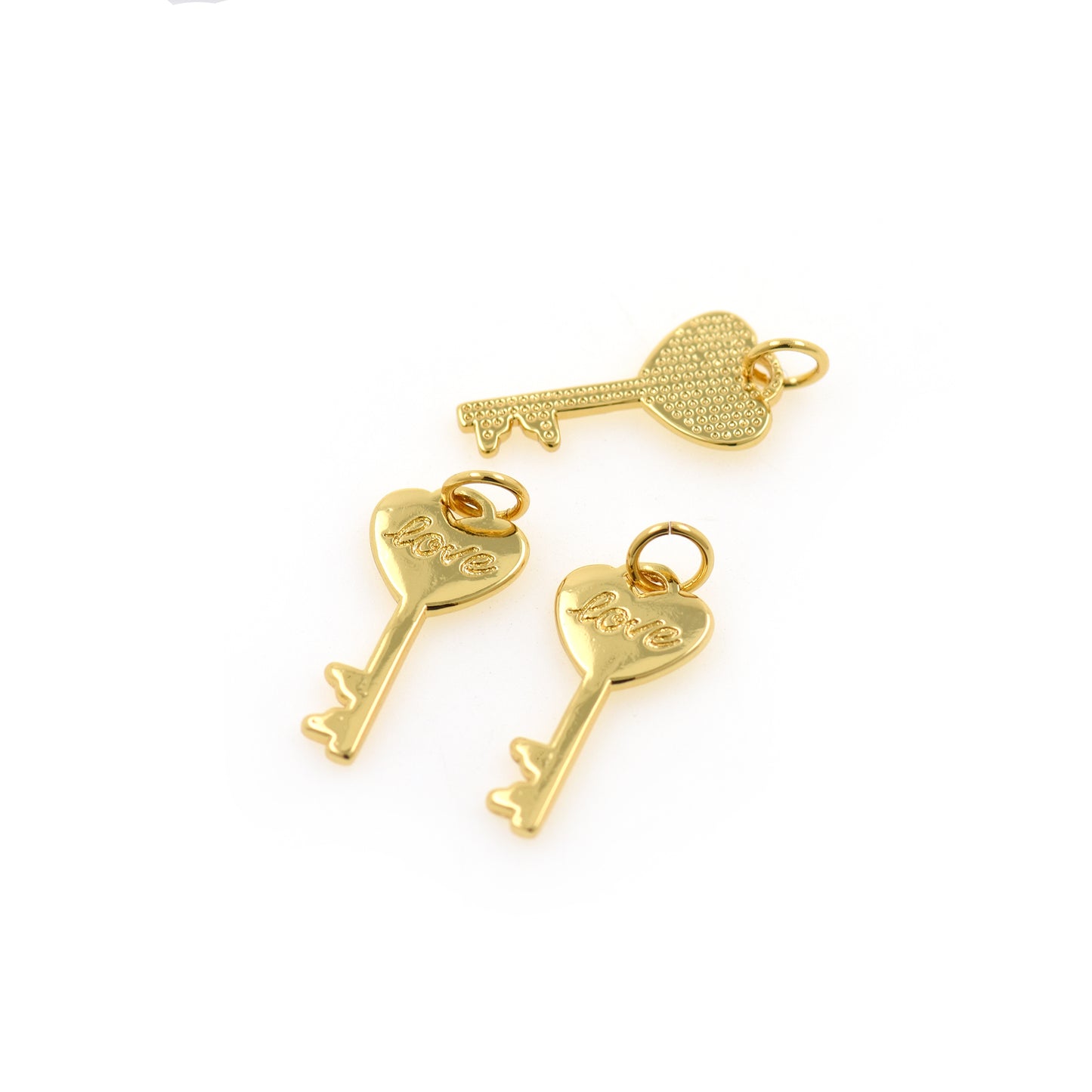 Gold Plated Key Charm Pendants,Lock Love Key Charms 9x19mm