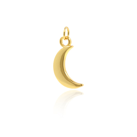 Shiny Gold Crescent Moon Pendant 10x20mm