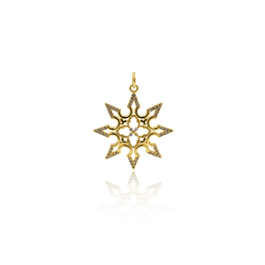 Snowflake Pendant,CZ Winter Charm 25x27mm