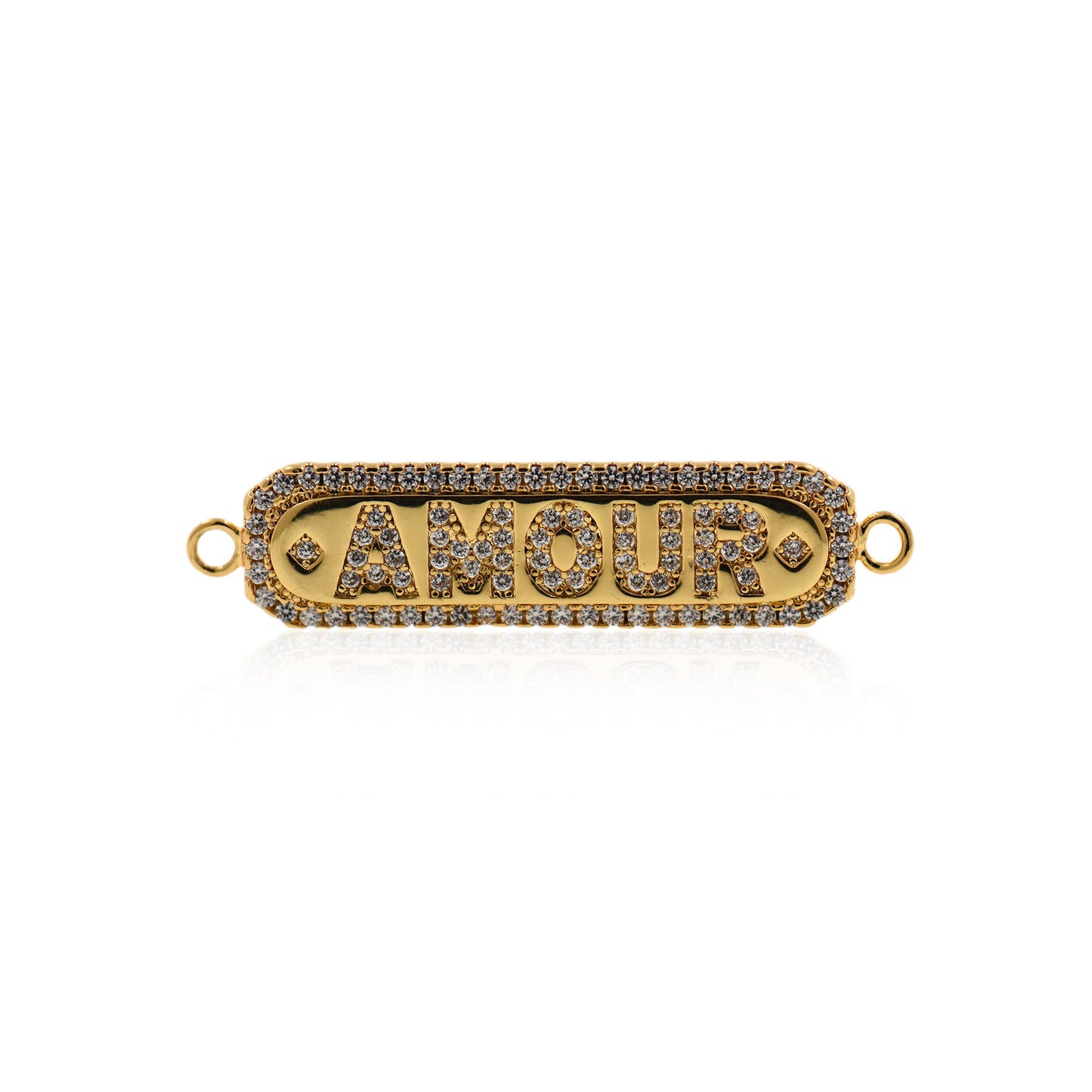 Amour Connector, Filled Gold Charm Linker, Valentine's Day Charm 33x7.6mm