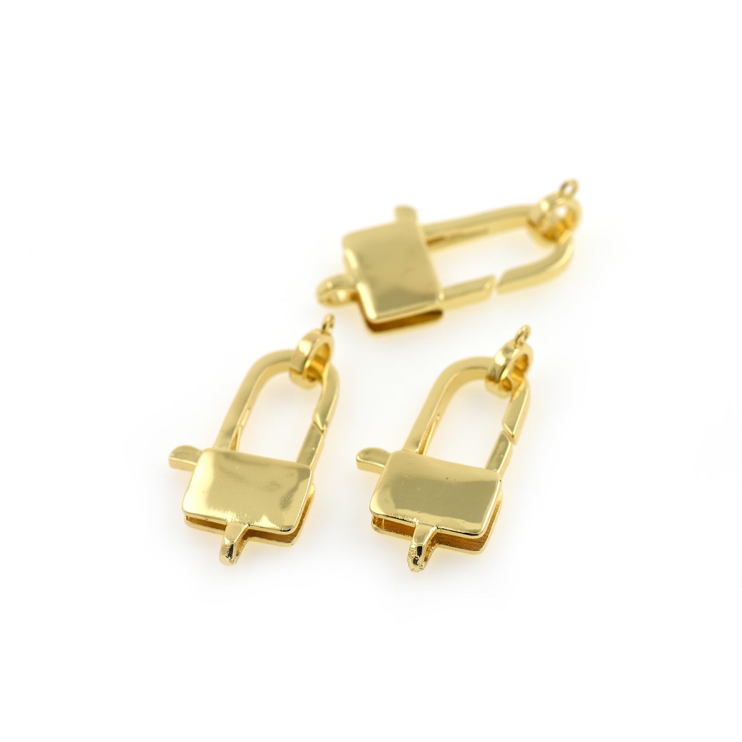 18K Gold Square Lobster Clasp,Spring Clasp with Jump Ring 32x17mm