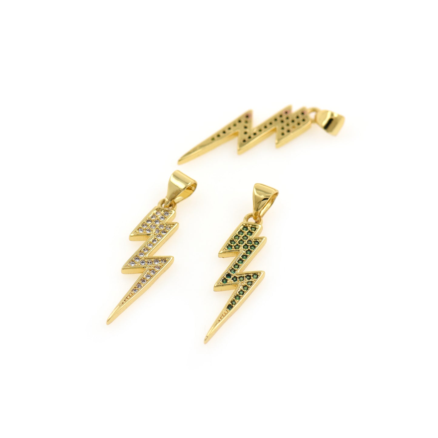 Gold Lightning Bolt Pendant 8.5x27mm