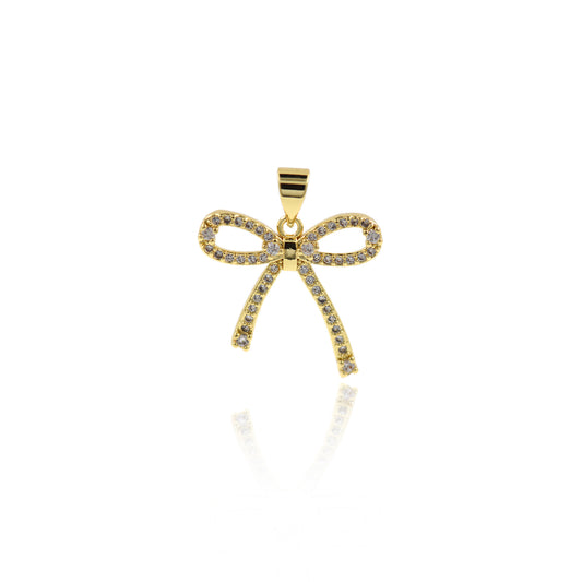 Micro Pave Bow Pendant 20x25mm