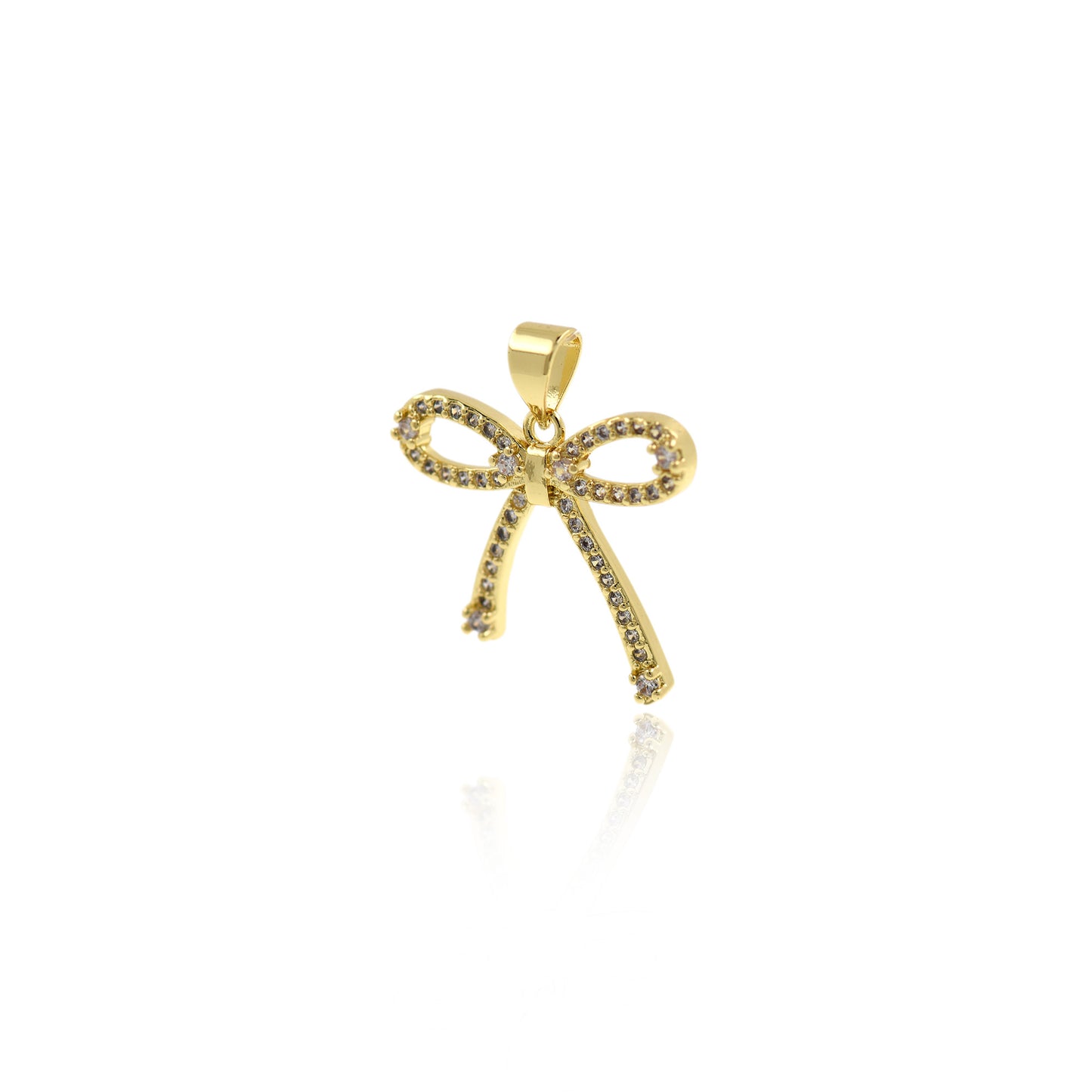 Micro Pave Bow Pendant 20x25mm