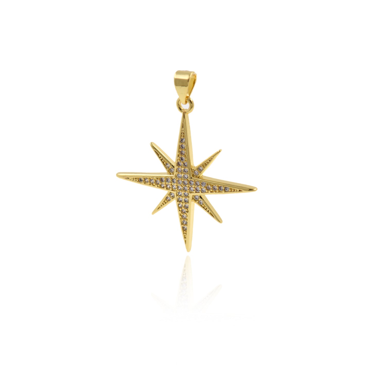 Dainty Gold North Star Necklace Pendant 30x32mm