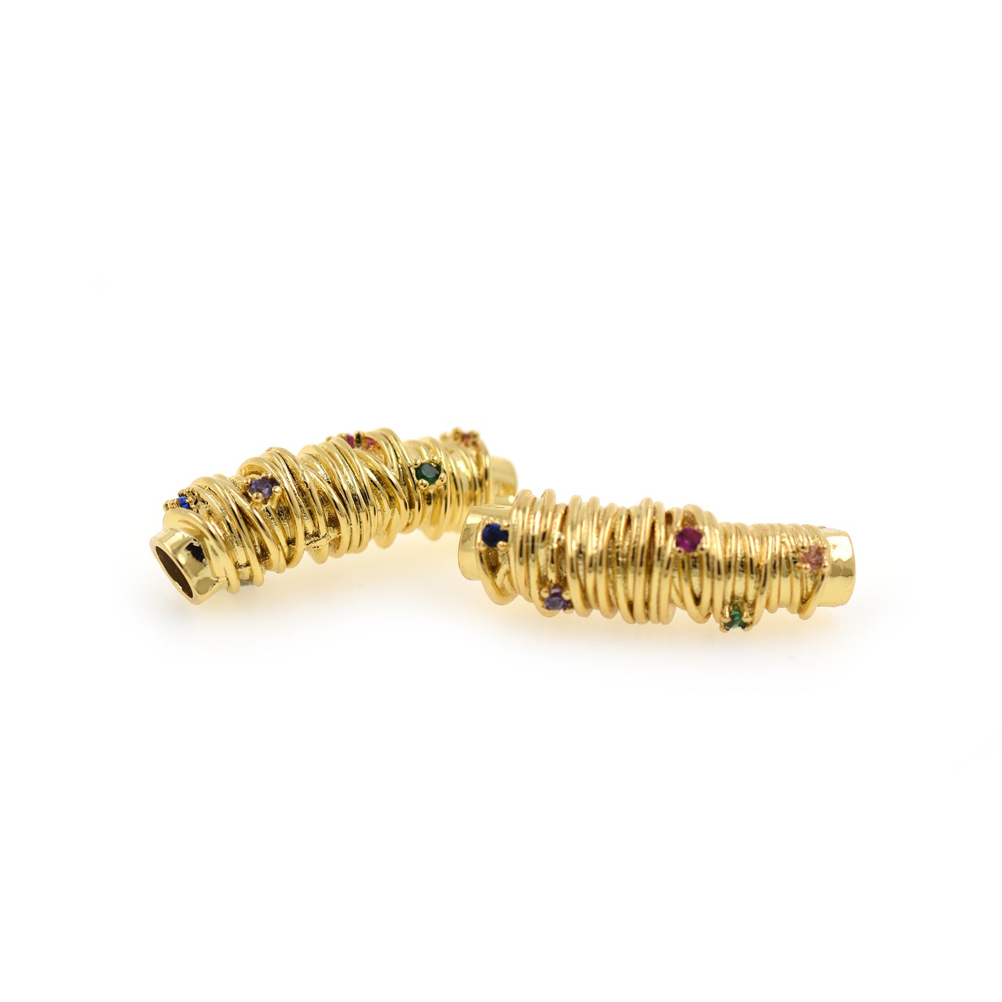 Dainty Gold Curved Tube Spacers 25x8mm