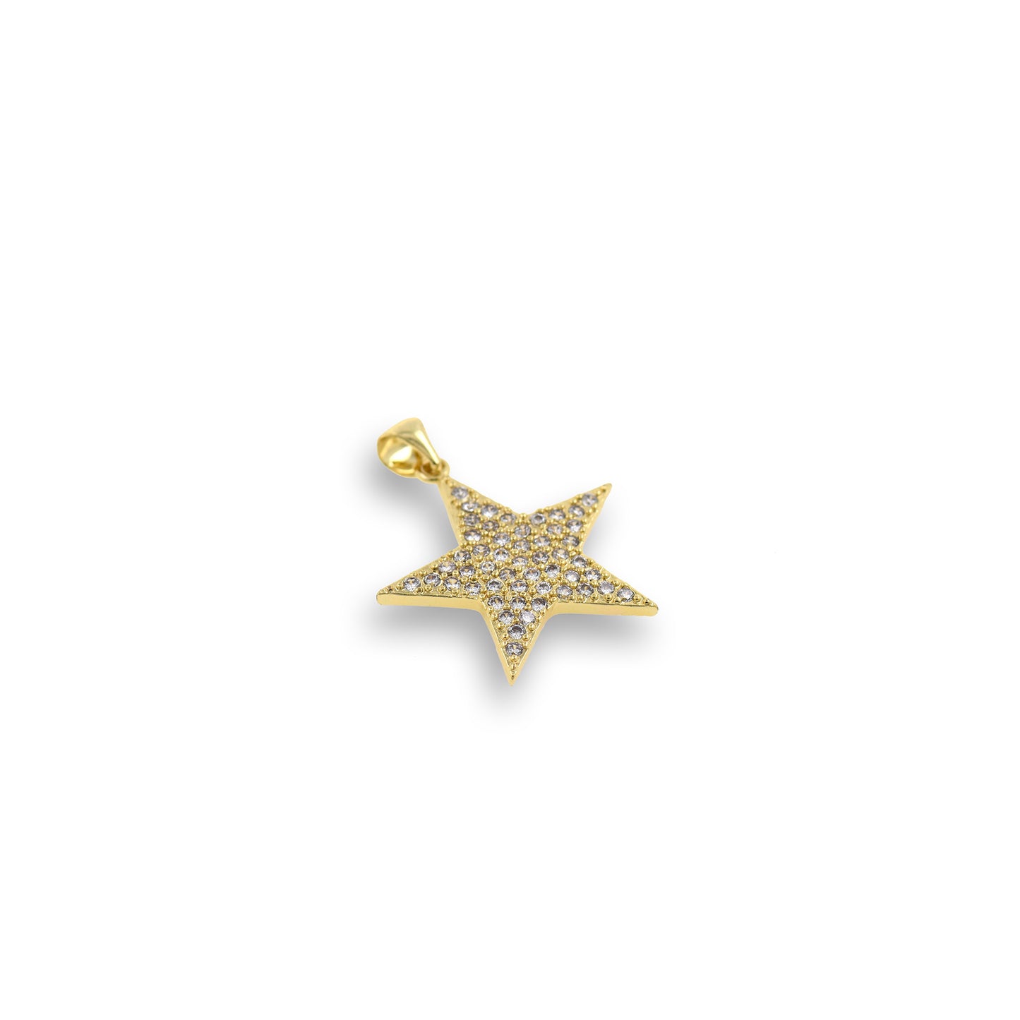 Micropavé CZ Star Pendant, 18K Gold-Filled Five-Pointed Star Pendant 23x24mm