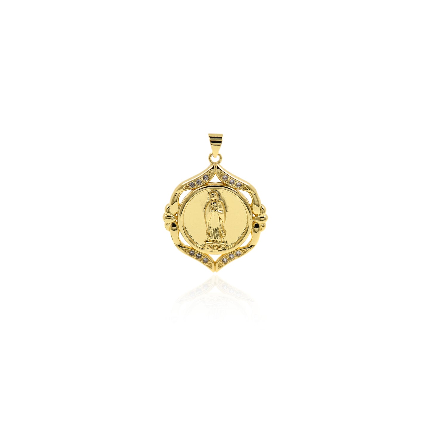 18K Gold Filled Virgin Mary Pendant,Virgin Necklace 26x32mm