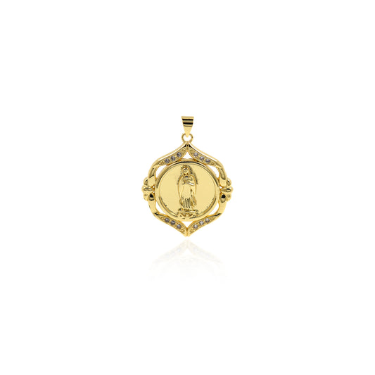 18K Gold Filled Virgin Mary Pendant,Virgin Necklace 26x32mm